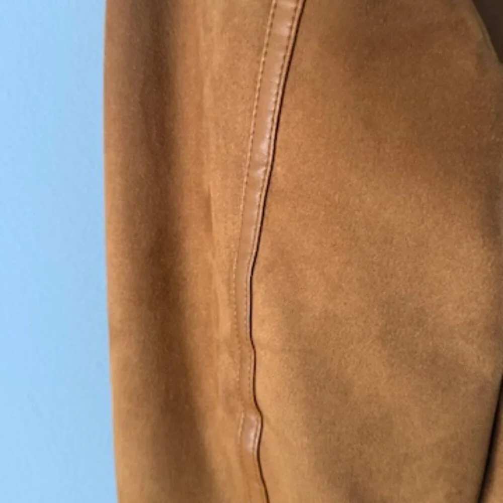 Robert Graham Vegan Suede Full Zip Bomber Jacket Mens Medium Tan Brown Art NEW - Picture 7 of 9